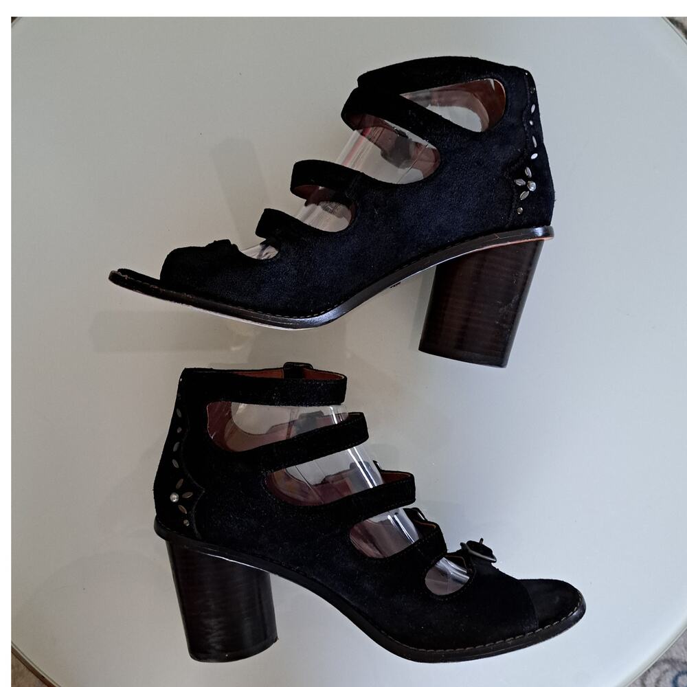 COACH Black Suede Buckle Bootie with Prairie Rivets Size 9 Heels - Picture 4 of 13